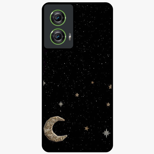 Twinkle Star With Half Moon Glass Case showing flat back view with star and half moon artwork and glossy glass finish.