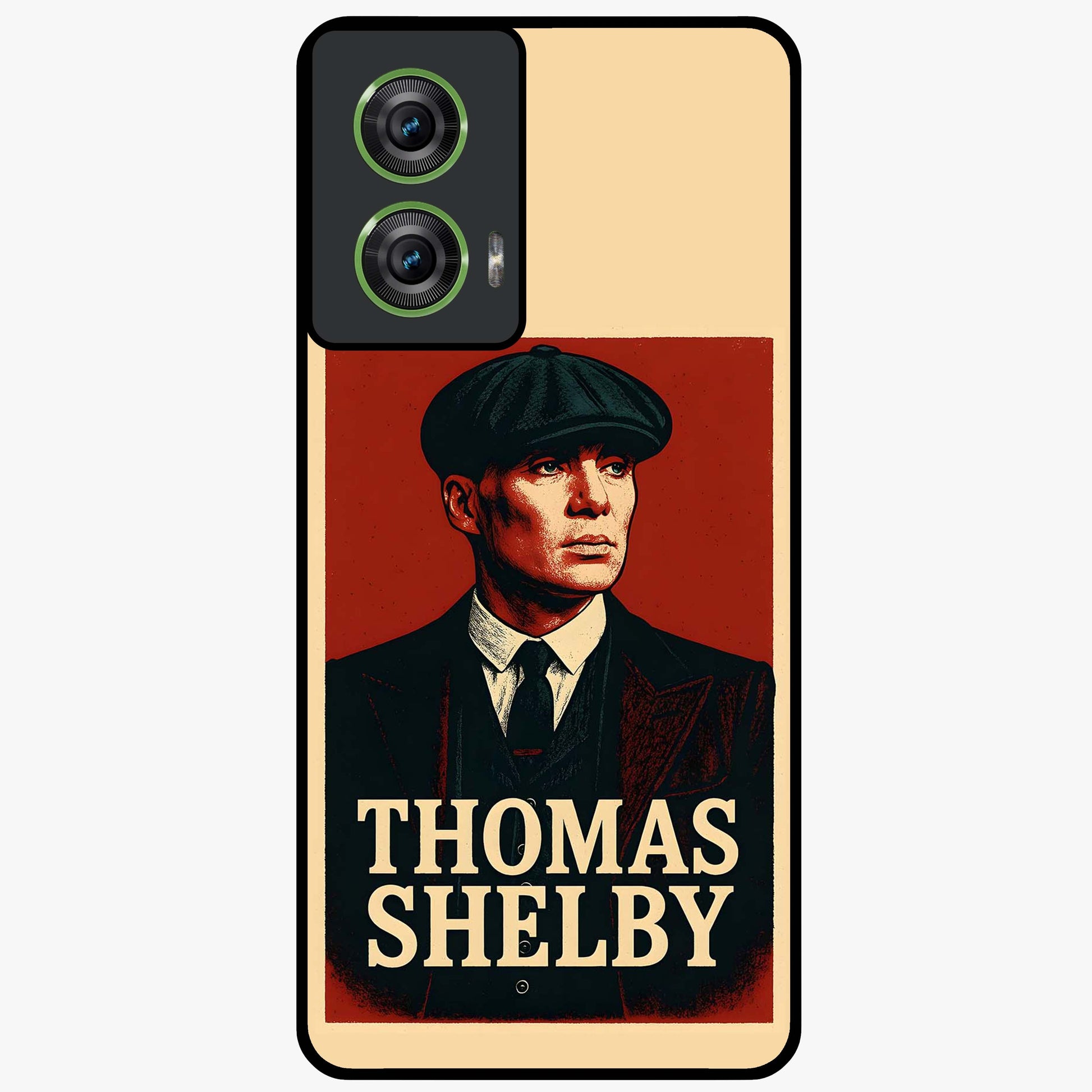 Vintage Mafia Authority Glass Case showing flat back view with bold vintage mafia inspired artwork and glossy glass finish.
