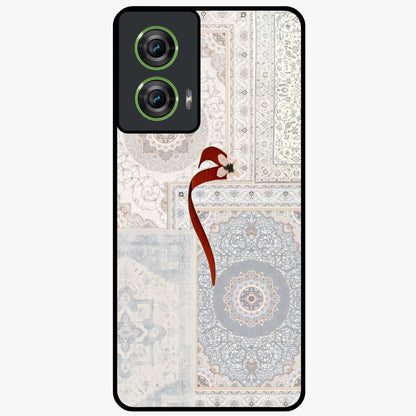 White Aesthetic Bow Glass Case showing flat back view with minimal bow artwork and glossy glass finish.