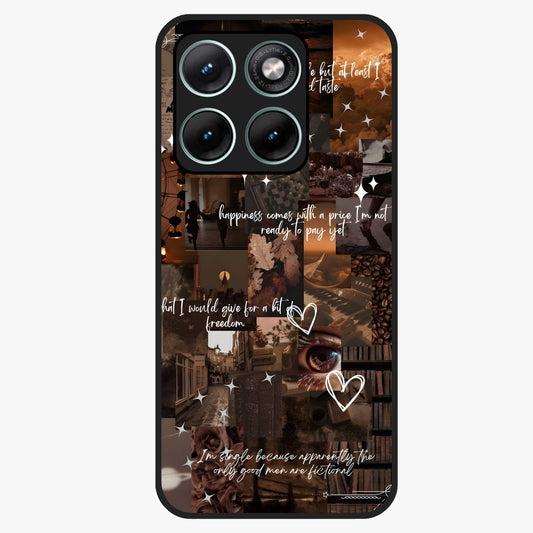Bittersweet Aesthetic Chaos Glass Case showing flat back view with artistic chaotic aesthetic design and glossy glass finish.