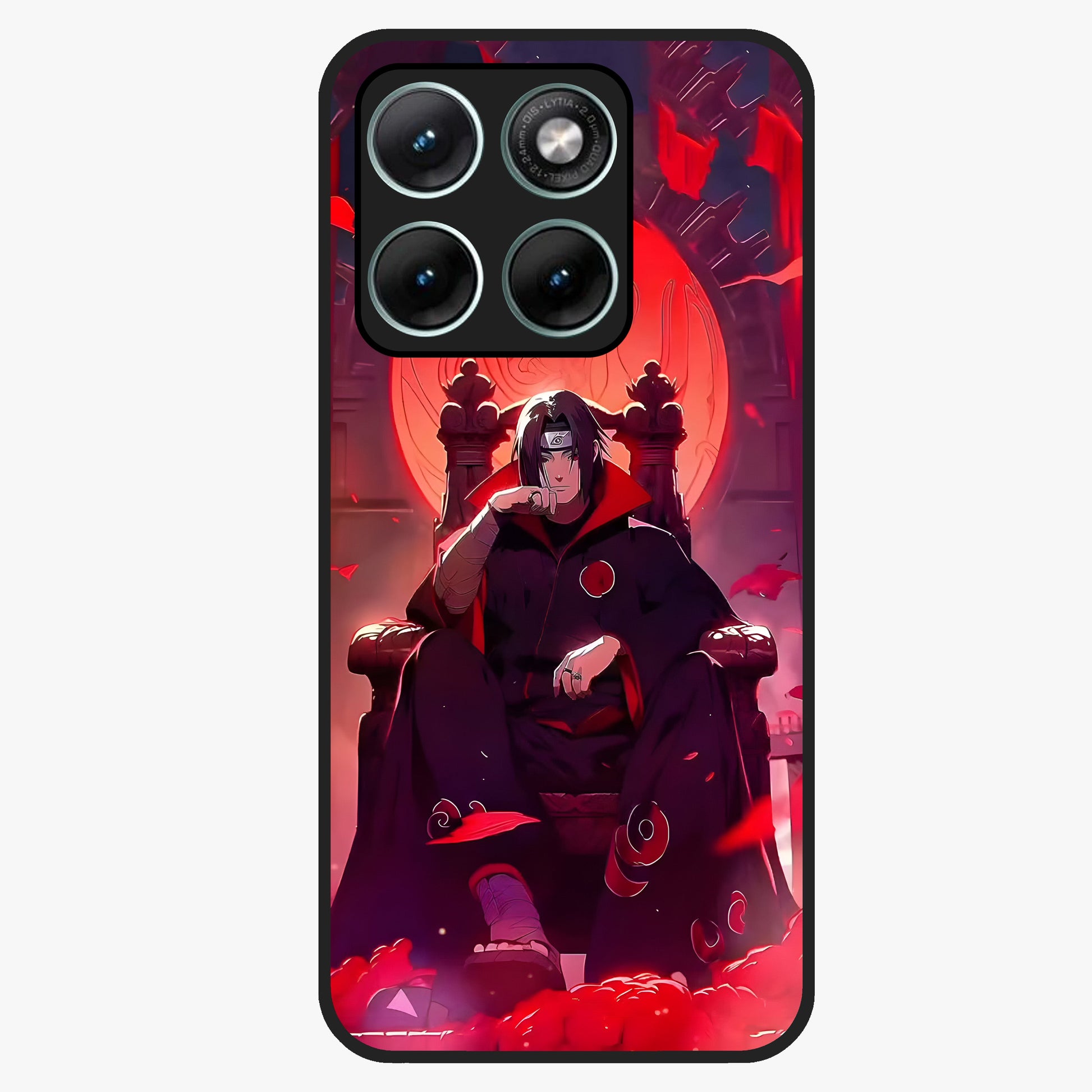 Blood Moon Sovereign Glass Case showing flat back view with mystical blood moon artwork and glossy glass finish.