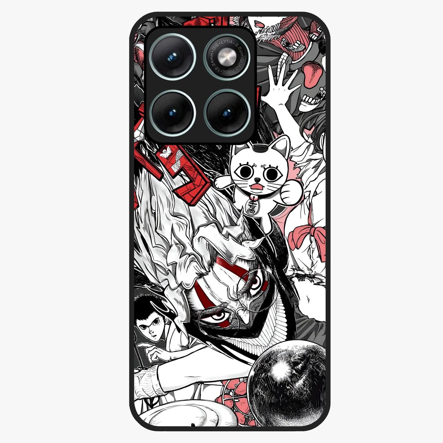 Crimson Chaos Panel Glass Case showing flat back view with bold crimson abstract artwork and glossy glass finish.