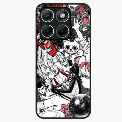 Crimson Chaos Panel Glass Case showing flat back view with bold crimson abstract artwork and glossy glass finish.