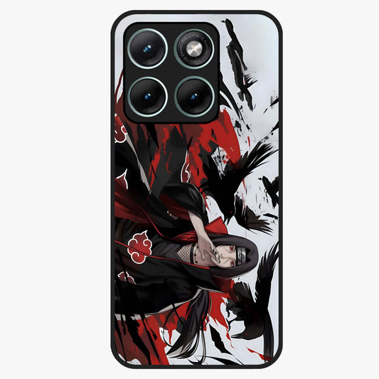 Crimson Crow Illusion Glass Case showing flat back view with artistic crow illusion artwork and glossy glass finish.