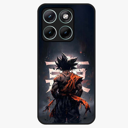 Dark Warrior In Rain Glass Case showing flat back view with warrior artwork in rainy atmosphere and glossy glass finish.