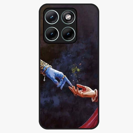 Divine Touch Eternal Glass Case showing flat back view with spiritual themed artwork and glossy glass finish.