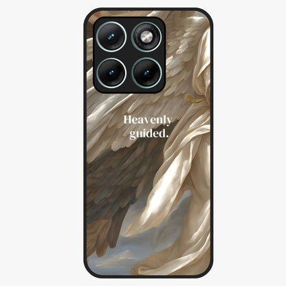 Divine Winged Grace Glass Case showing flat back view with elegant wing inspired artwork and glossy glass finish.