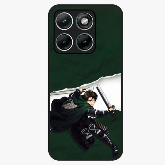 Emerald War Vanguard Glass Case showing flat back view with powerful warrior themed artwork and glossy glass finish.