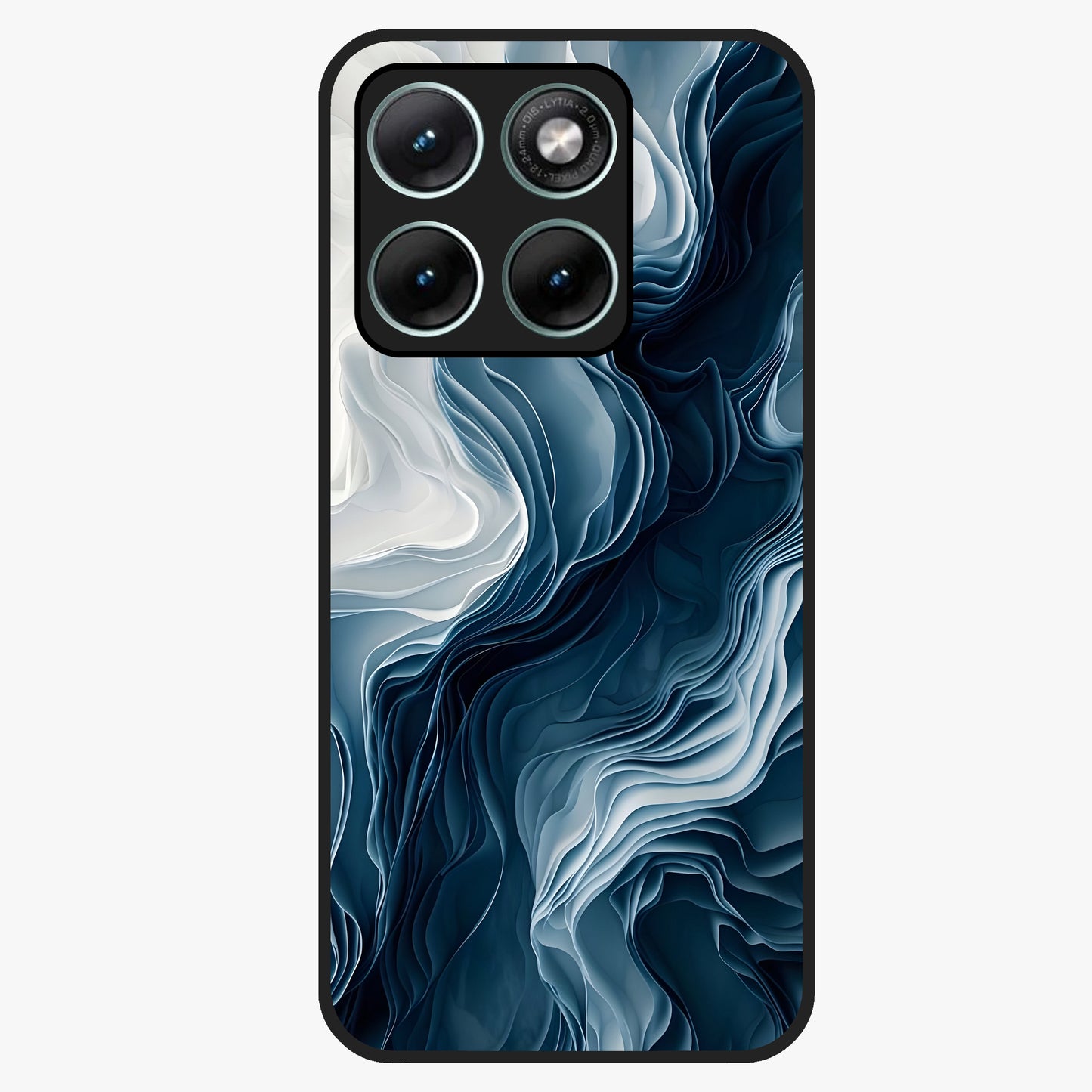 Ethereal Paper Marble Glass Case showing flat back view with soft marble paper texture artwork and glossy glass finish.