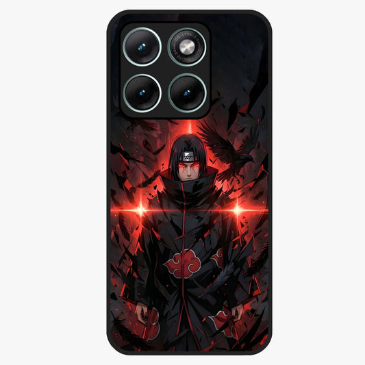 Focused Blade Discipline Glass Case showing flat back view with warrior sword themed artwork and glossy glass finish.