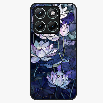 Gloss Petal Rush Glass Case showing flat back view with glossy flower petal artwork and smooth glass finish.