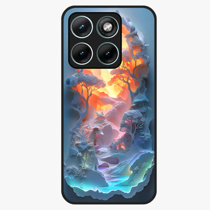 Glow Forest Portal Glass Case showing flat back view with glowing forest portal artwork and glossy glass finish.