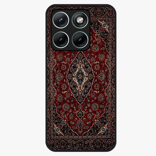 Heritage Carpet Royale Glass Case showing flat back view with ornate Persian carpet inspired pattern and glossy glass finish.