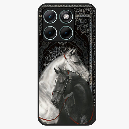 Majestic Ride Legacy Glass Case showing flat back view with powerful automotive inspired artwork and glossy glass finish.