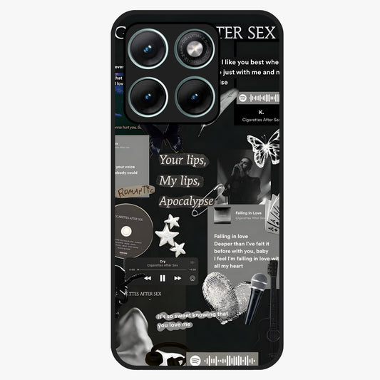Midnight Love Echo Glass Case showing flat back view with romantic midnight themed artwork and glossy glass finish.