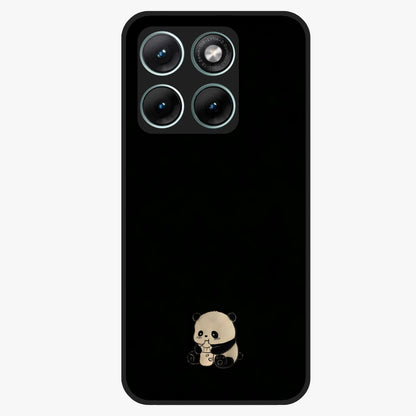 Midnight Panda Love Glass Case showing flat back view with cute panda themed artwork and glossy glass finish.
