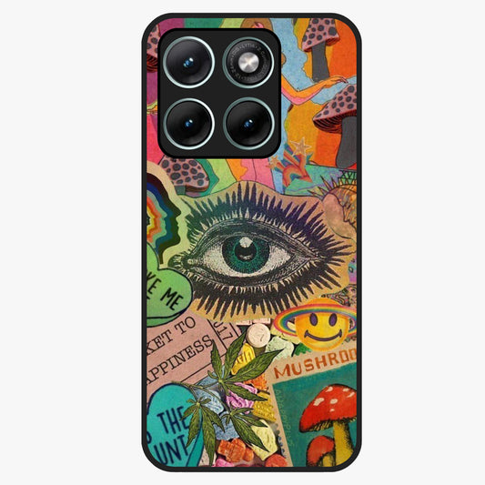 Mystic Eye Wonderland Glass Case showing flat back view with mystical eye themed artwork and glossy glass finish.