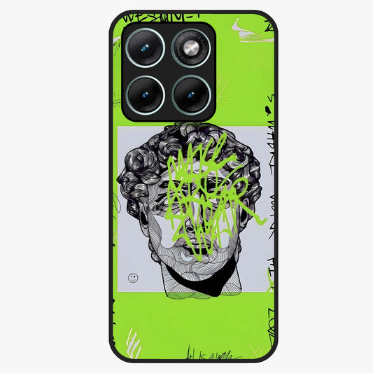 Neo Graffiti Rebellion Glass Case showing flat back view with vibrant graffiti artwork and glossy glass finish.