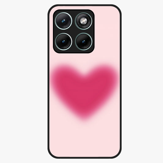 Pink Aura Heart Glass Case showing flat back view with glowing heart artwork and glossy glass finish.
