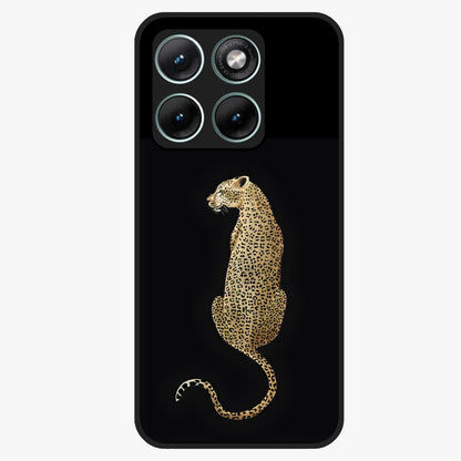 Regal Leopard Glass Case showing flat back view with bold leopard artwork and glossy glass finish.