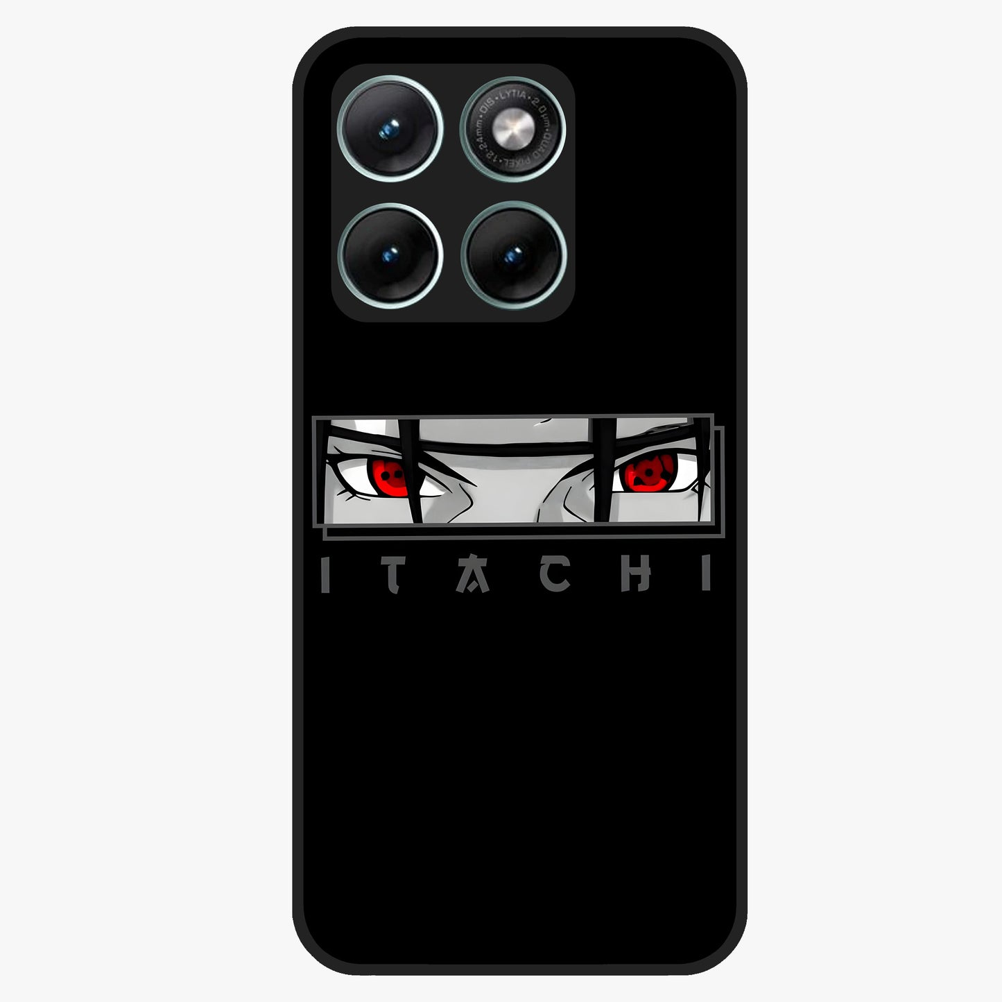 Scarlet Gaze Dominance Glass Case showing flat back view with striking red themed artwork and glossy glass finish.