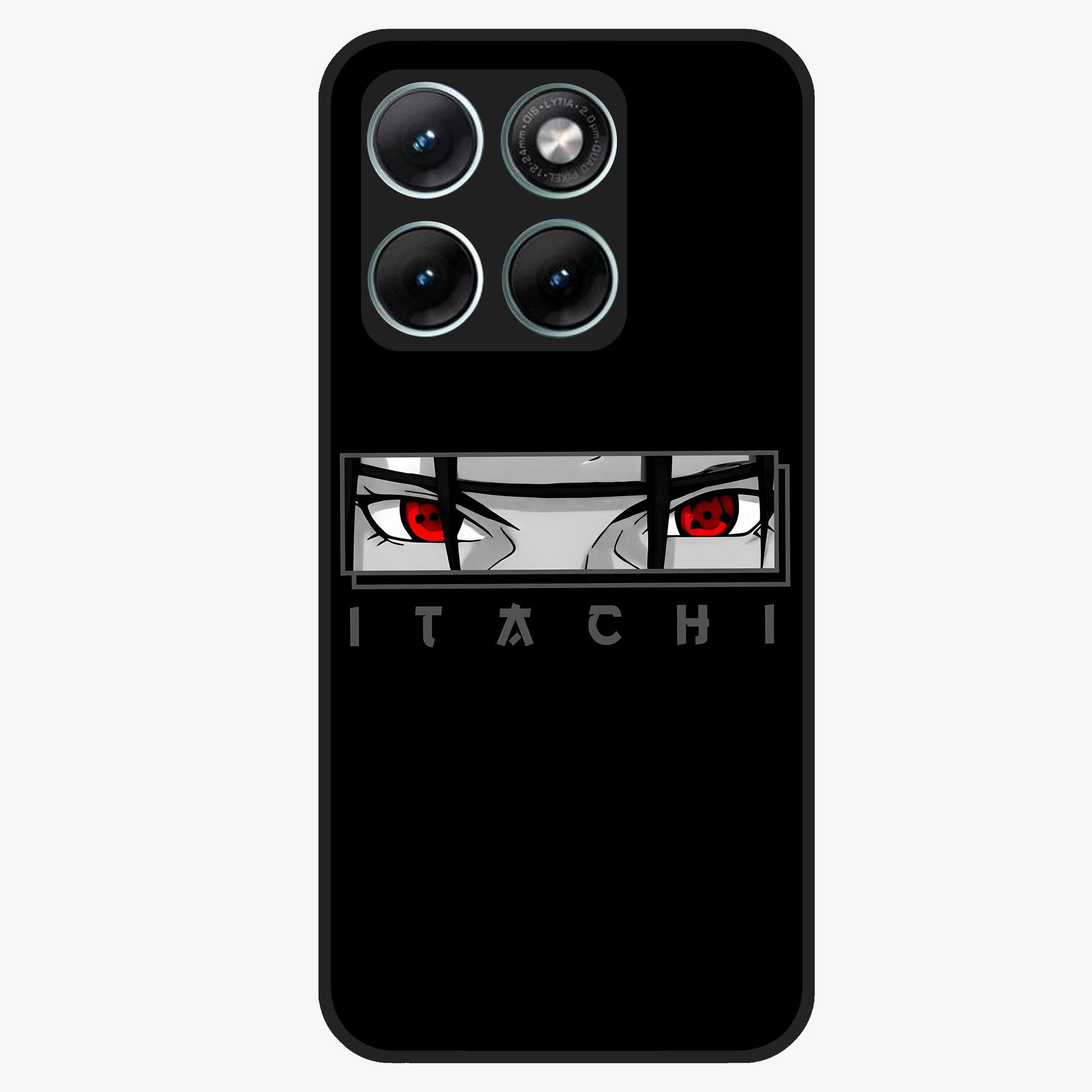 Scarlet Gaze Dominance Glass Case showing flat back view with striking red themed artwork and glossy glass finish.