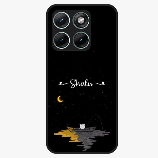 Silent Night Row Glass Case showing flat back view with calm night themed artwork and glossy glass finish.