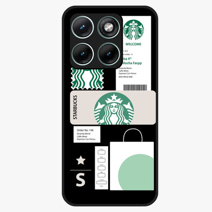 Starbucks Mocha Glass Case showing flat back view with coffee inspired artwork and glossy glass finish.