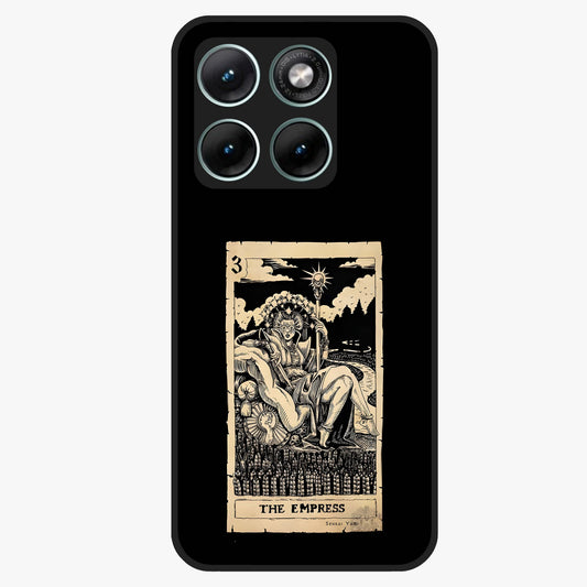 The Empress Glass Case showing flat back view with regal feminine artwork and glossy glass finish.