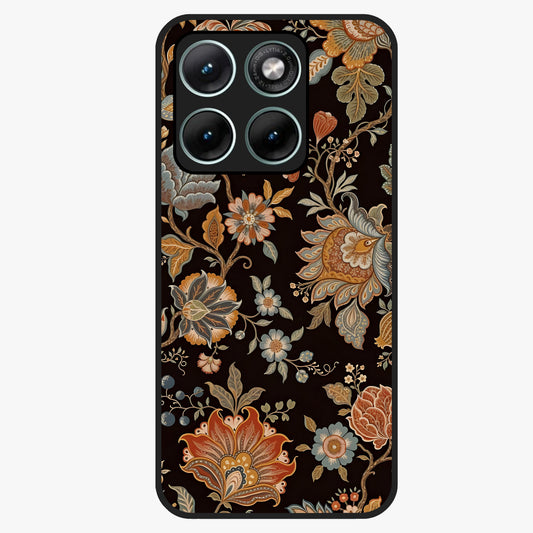 Vintage Floral Dream Glass Case showing flat back view with classic floral artwork and glossy glass finish.