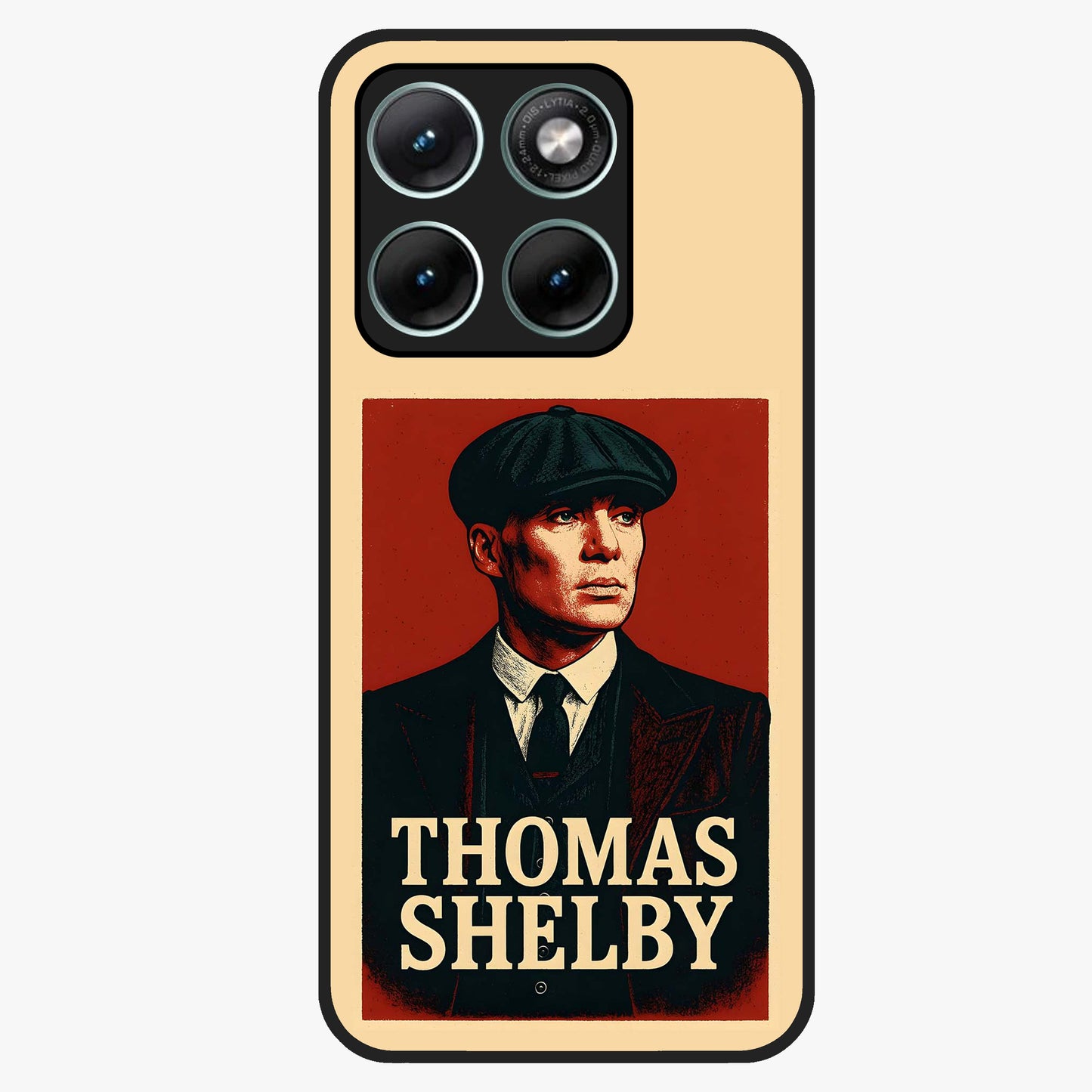 Vintage Mafia Authority Glass Case showing flat back view with bold vintage mafia inspired artwork and glossy glass finish.
