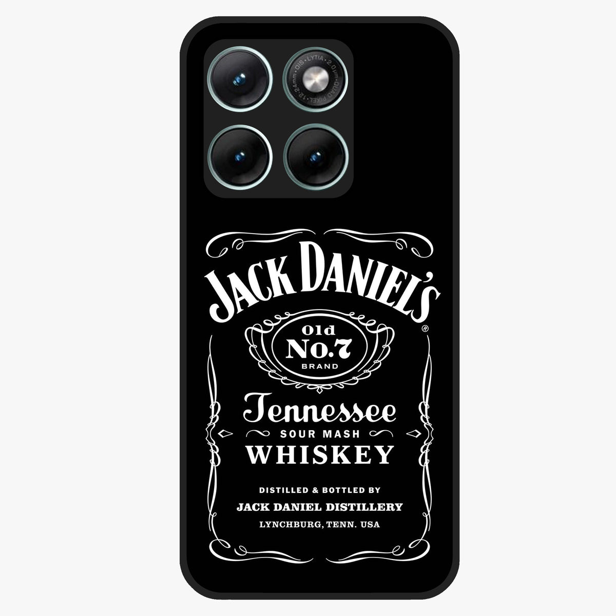 Vintage Whiskey Heritage Glass Case showing flat back view with classic whiskey inspired artwork and glossy glass finish.