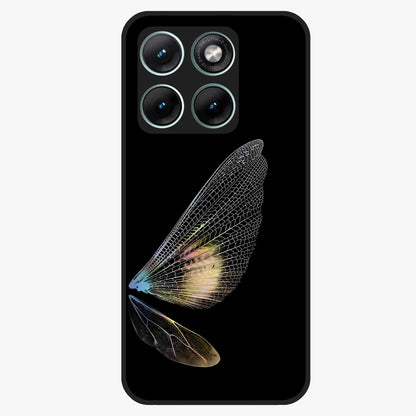 Whispers Of Wings Glass Case showing flat back view with graceful wing inspired artwork and glossy glass finish.