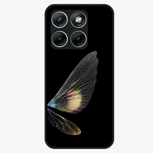 Whispers Of Wings Glass Case showing flat back view with graceful wing inspired artwork and glossy glass finish.