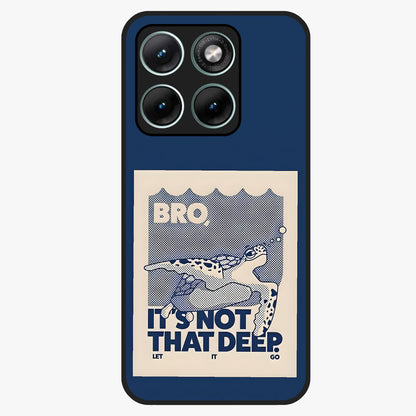 Worry Less Swim Glass Case showing flat back view with playful motivational artwork and glossy glass finish.