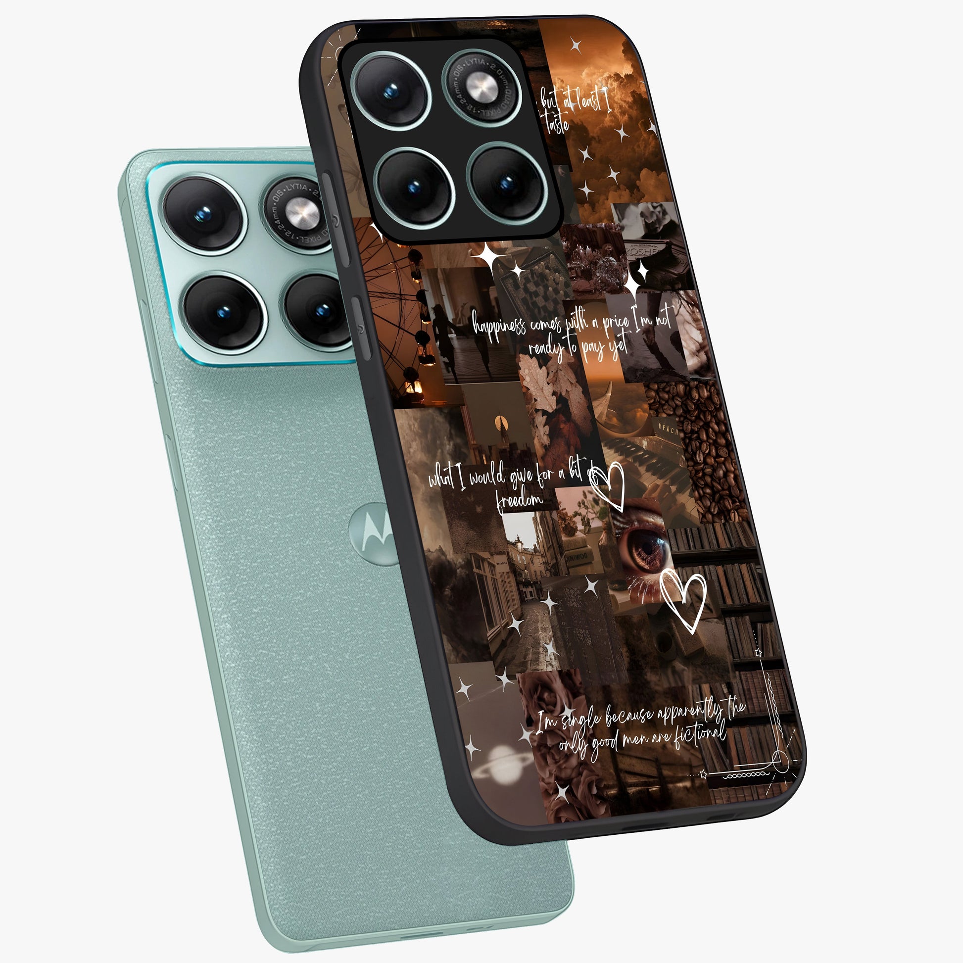 Bittersweet Aesthetic Chaos Glass Case displayed in angled mockup highlighting expressive abstract artwork and edgy aesthetic theme.