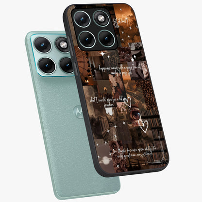 Bittersweet Aesthetic Chaos Glass Case displayed in angled mockup highlighting expressive abstract artwork and edgy aesthetic theme.