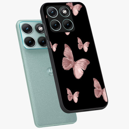 Butterfly Pattern Glass Case displayed in angled mockup highlighting delicate butterfly design and aesthetic pattern style.