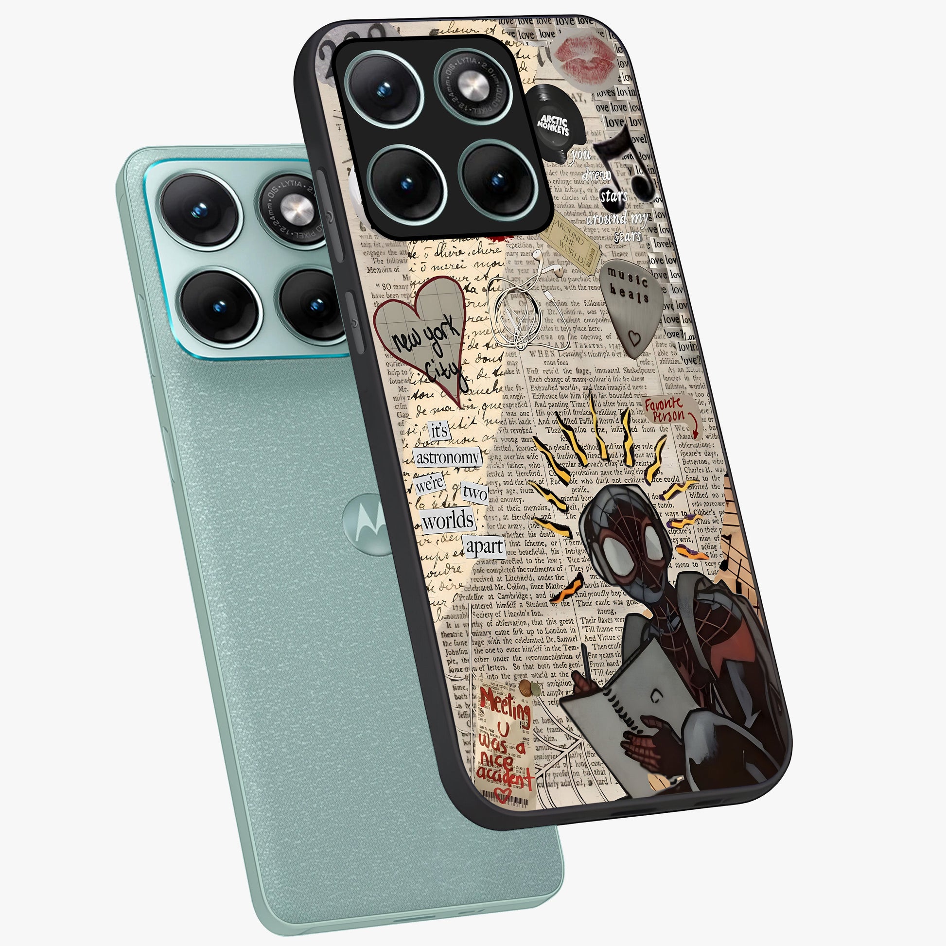 City Dream Sketch Glass Case displayed in angled mockup highlighting minimal city illustration with aesthetic sketch style.