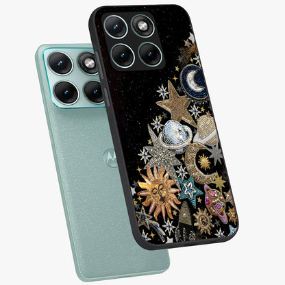Cosmic Sparkle Dreams Glass Case displayed in angled mockup highlighting dreamy star sparkle design with celestial aesthetic.
