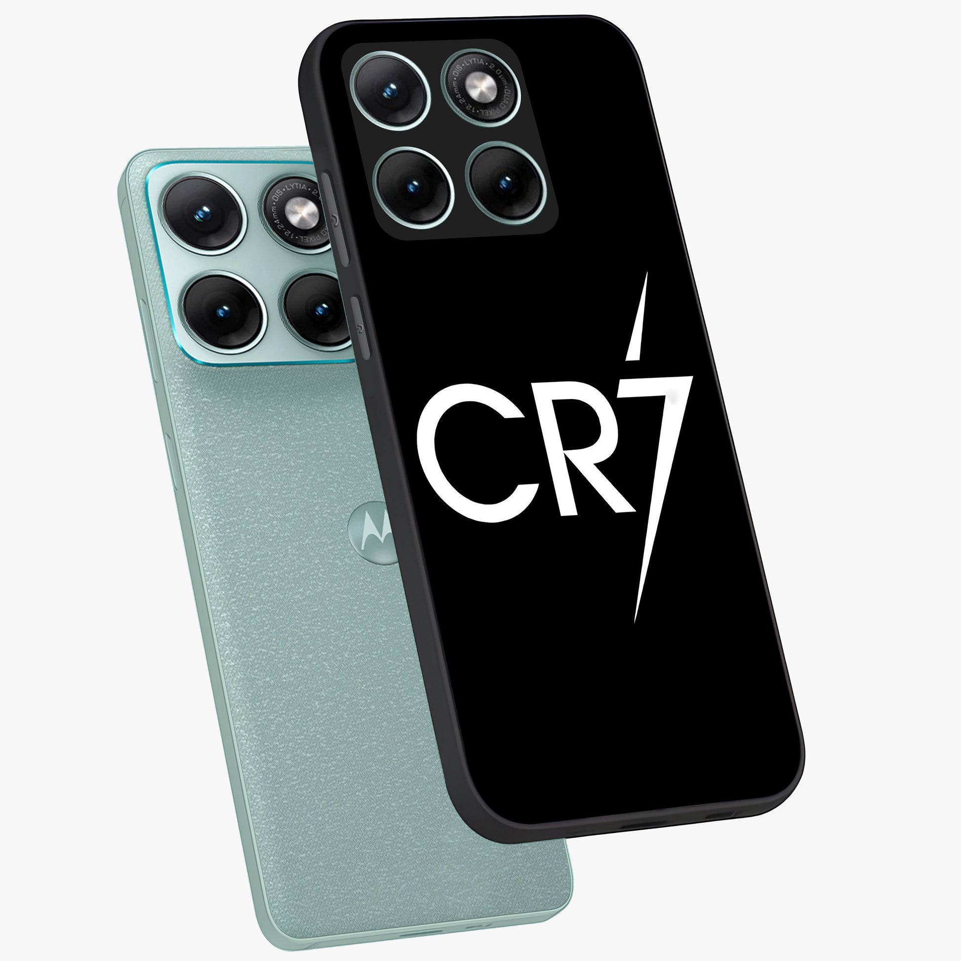 Cr7 Elite Strike Glass Case displayed in angled mockup highlighting powerful sports graphic with bold athletic theme.