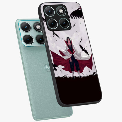 Crimson Crow Ascension Glass Case displayed in angled mockup highlighting powerful crow illustration with dark crimson aesthetic.