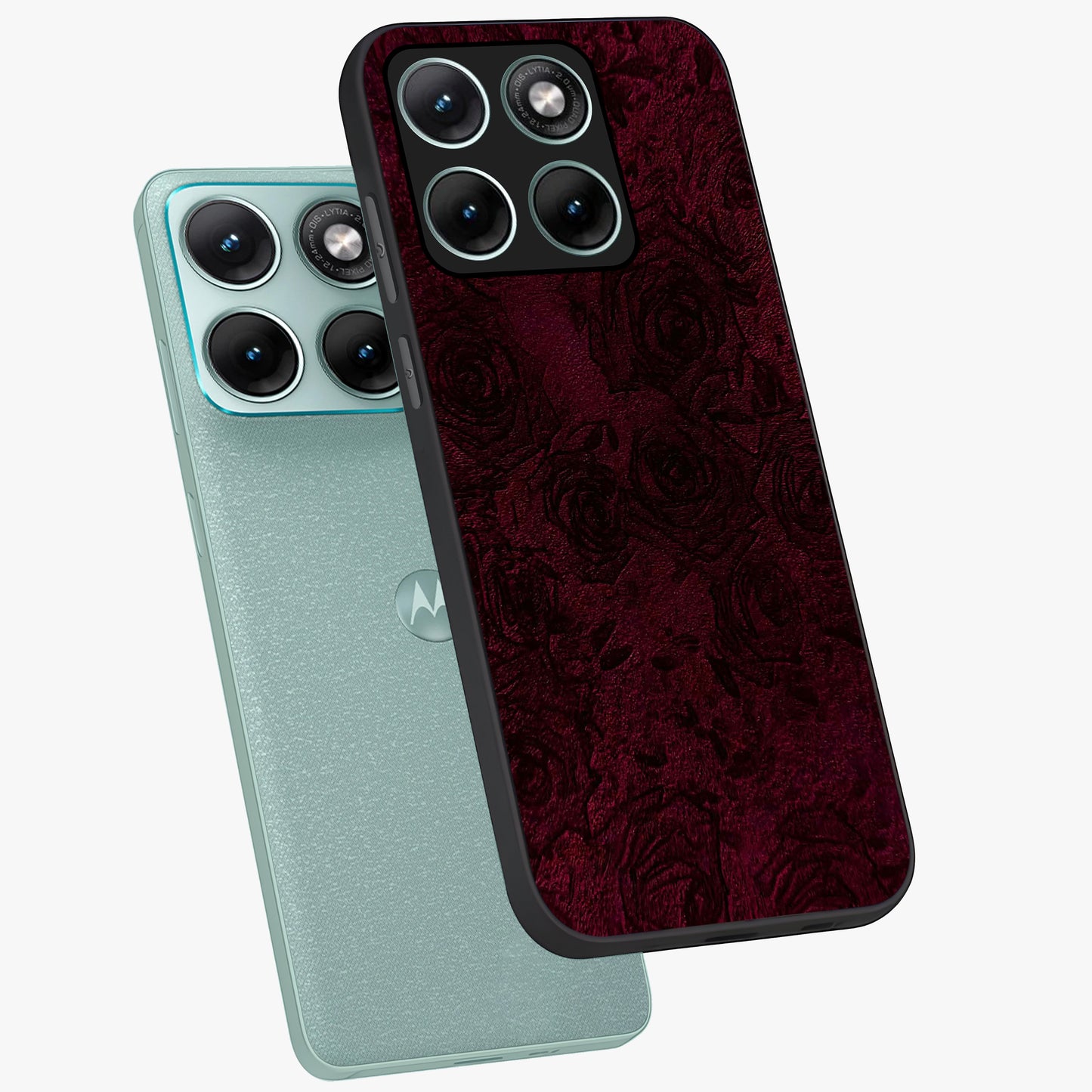 Crimson Fade Flow Glass Case displayed in angled mockup highlighting smooth gradient design with modern aesthetic style.