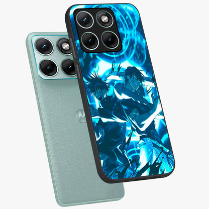 Cursed Energy Clash Glass Case displayed in angled mockup highlighting powerful battle inspired graphic with anime style aesthetic.
