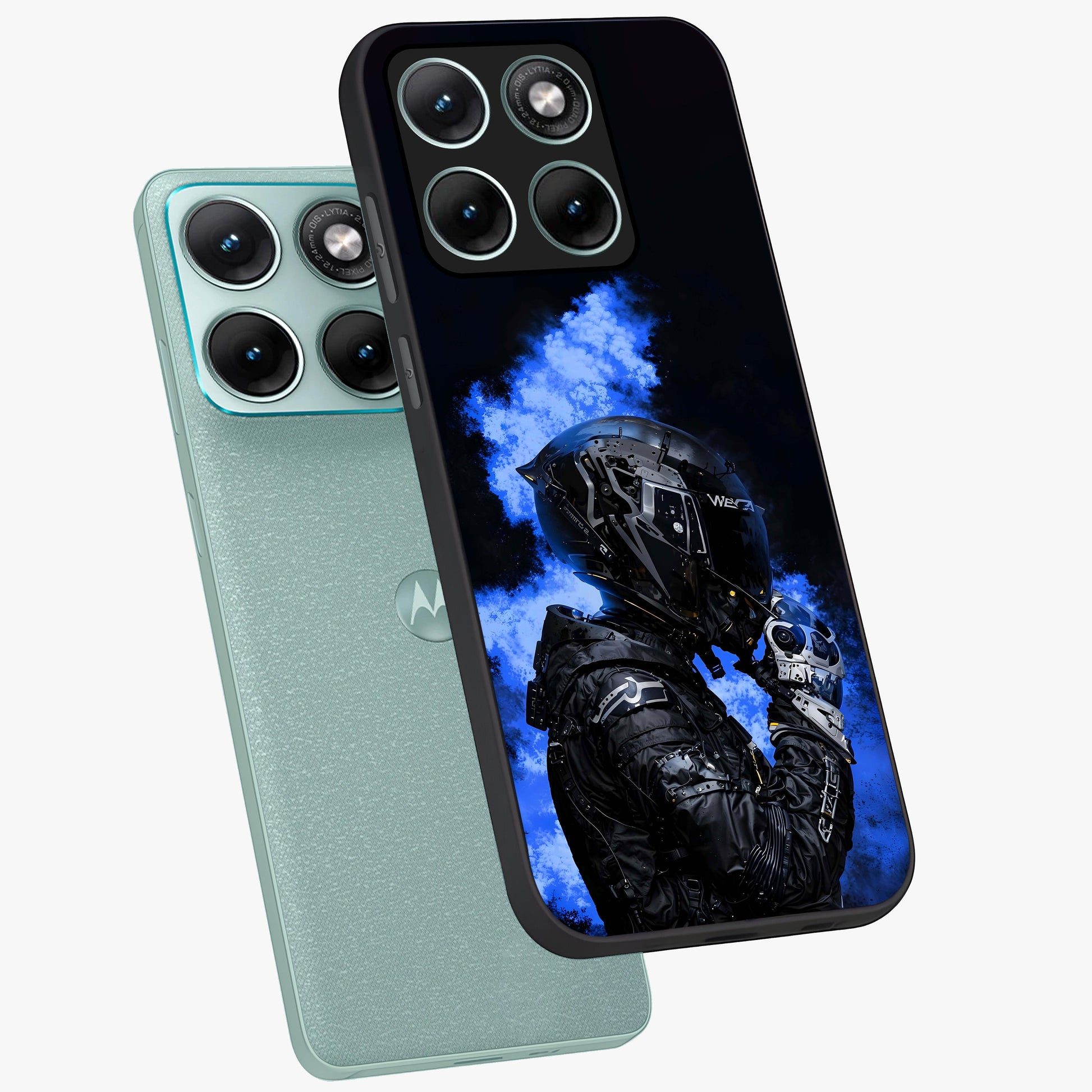 Cyber Sentinel Protocol Glass Case displayed in angled mockup highlighting digital cyber design with sci-fi aesthetic style.