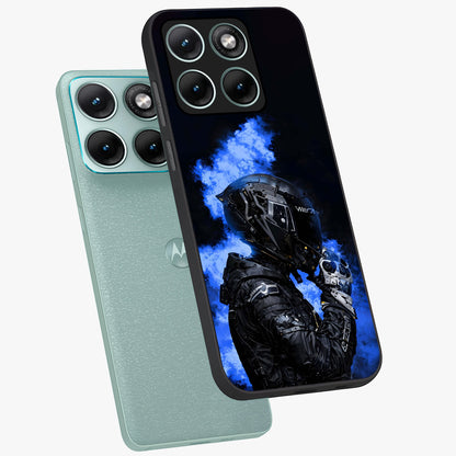 Cyber Sentinel Protocol Glass Case displayed in angled mockup highlighting digital cyber design with sci-fi aesthetic style.