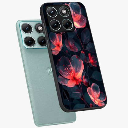 Dark Shade of Flower Glass Case displayed in angled mockup highlighting moody floral illustration with aesthetic dark tones.