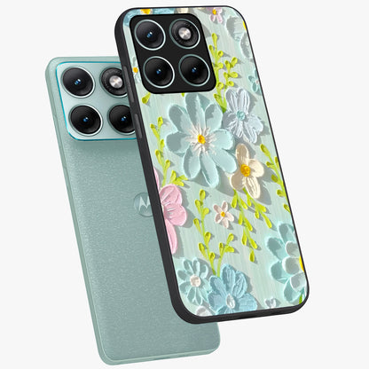 Frosted Petal Garden Glass Case displayed in angled mockup highlighting delicate flower petal design with calm garden aesthetic.