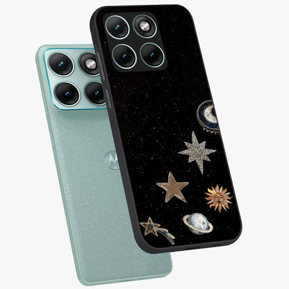 Galactic Charm Glow Glass Case displayed in angled mockup highlighting luminous galaxy inspired design with dreamy aesthetic.