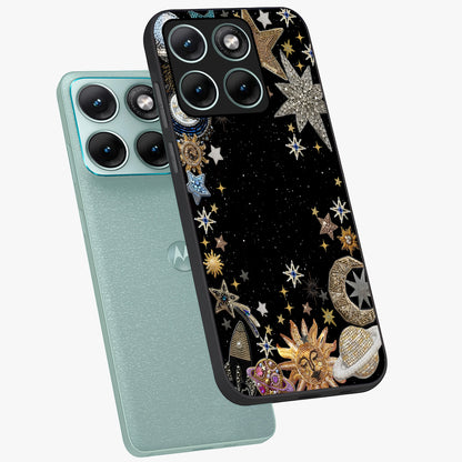 Galactic Jewel Stars Glass Case displayed in angled mockup highlighting shining celestial star design with cosmic aesthetic style.